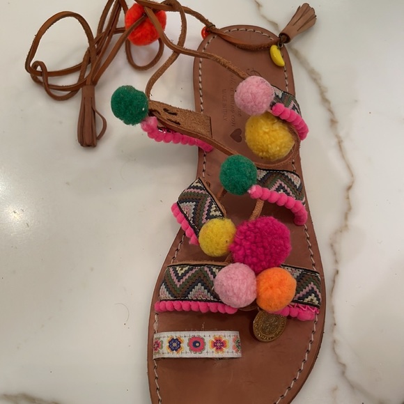Gia Couture Womens’ Bodrum Pom Pom Bohemian Wrap Sandals-Size 8 - Picture 3 of 4